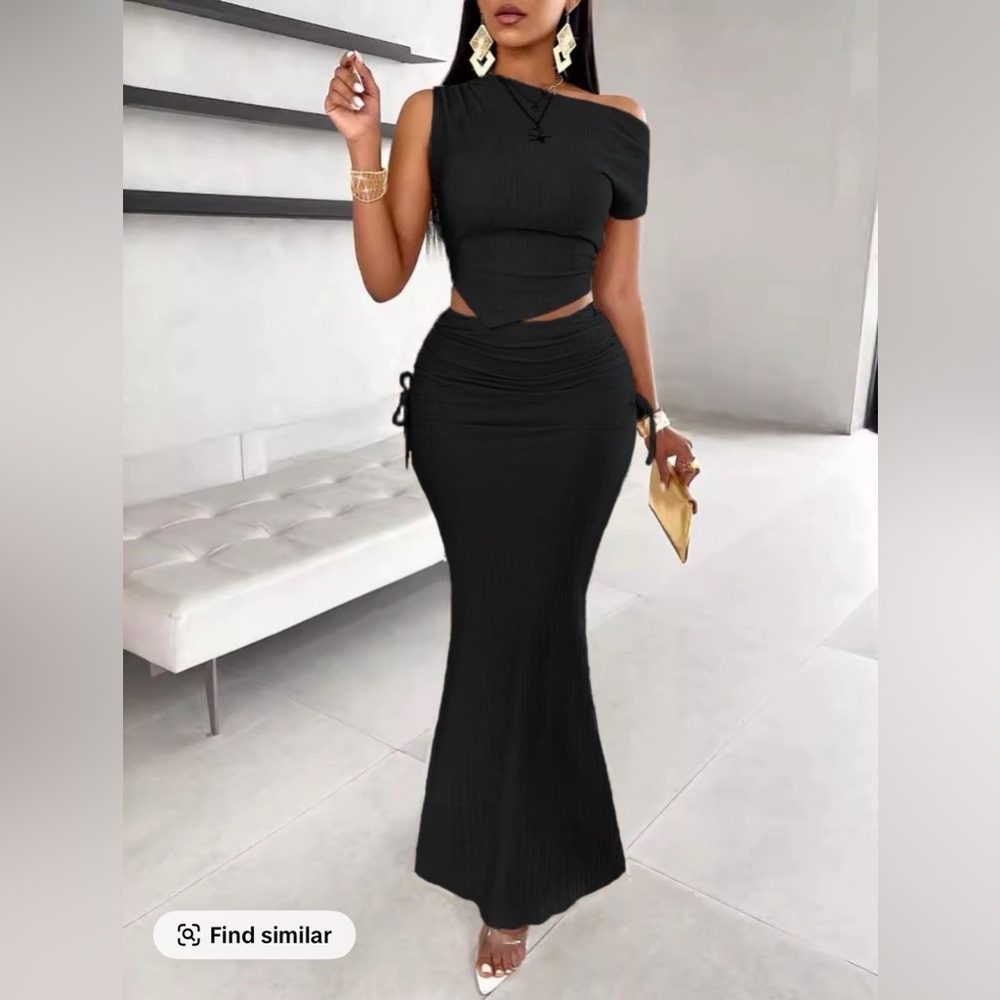 Elegant Black Women's Skirt & Top set
